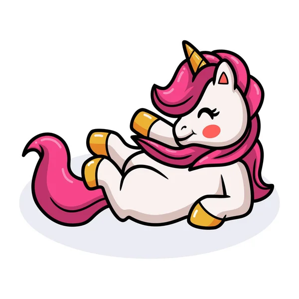 Illustrazione Vettoriale Del Cartone Animato Carino Unicorno Bambino Posa — Vettoriale Stock