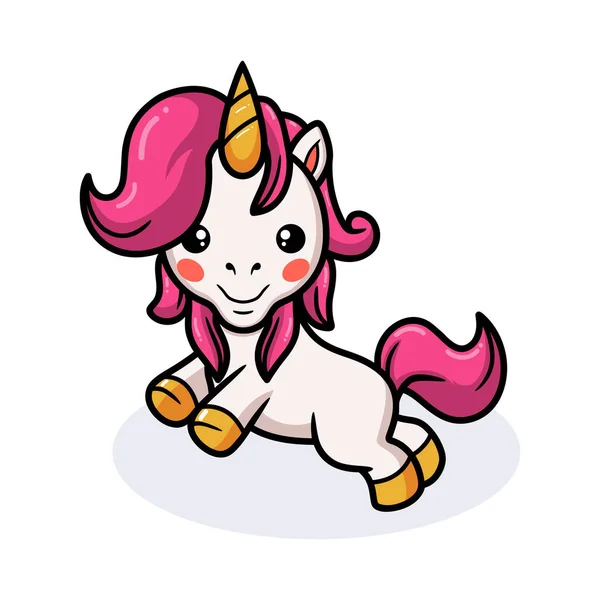 Vector Illustration Cute Baby Unicorn Cartoon Jumping — Stock Vector