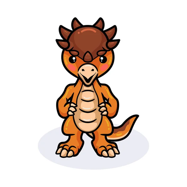Vector Illustratie Van Leuke Kleine Pachycephalosaurus Dinosaurus Cartoon Staan — Stockvector