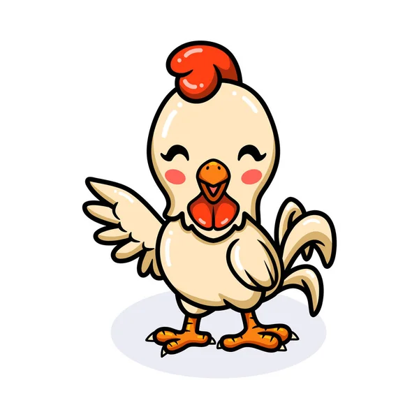 かわいい小さな鶏の漫画手を振ってのベクトルイラスト — ストックベクタ