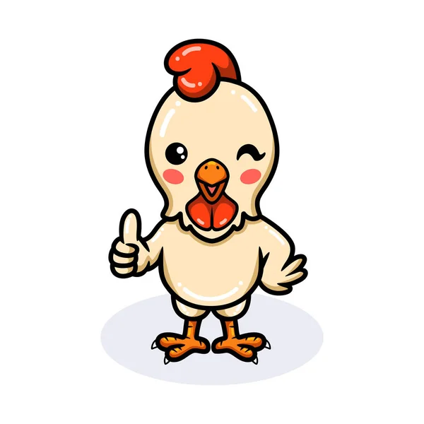 ベクトルイラストの可愛いです小さな鶏の漫画ギブアップ親指 — ストックベクタ