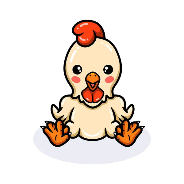 Ilustración Vectorial Lindo Gallo Pequeño Dibujo Animado Sentado — Vector de stock