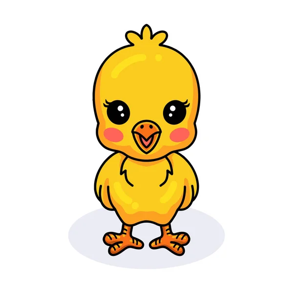 可爱的黄色小鸡卡通画的矢量图解 — 图库矢量图片