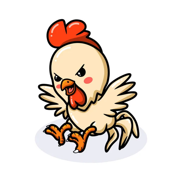 Vector Illustration Cute Angry Little Rooster Cartoon — Stock Vector
