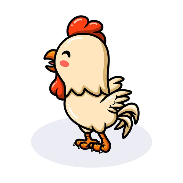 Illustration Vectorielle Mignon Petit Coq Heureux Dessin Animé — Image vectorielle