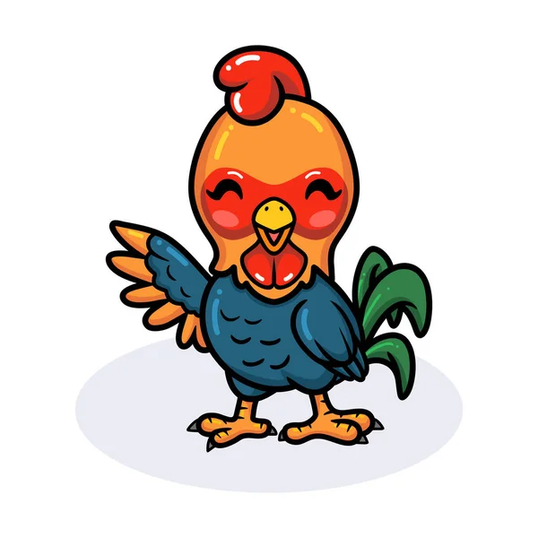 ベクトルイラストのかわいい幸せな小さな鶏の漫画手を振って — ストックベクタ