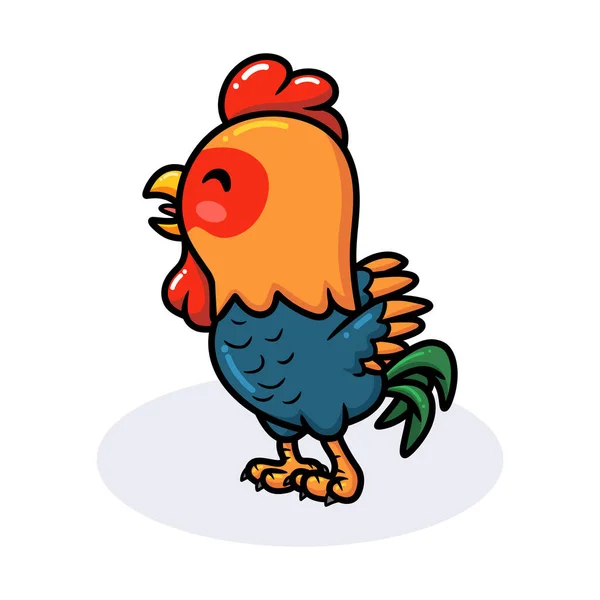 Vector Illustration Cute Happy Little Rooster Cartoon — Stock Vector