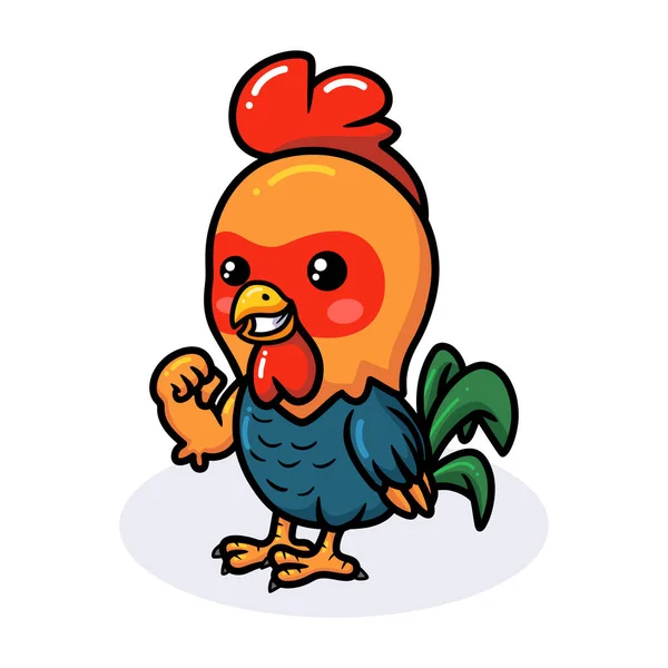 Vector Illustration Cute Strong Little Rooster Cartoon — Stock Vector