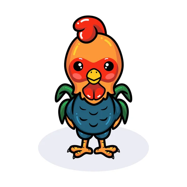 Vector Illustration Cute Happy Little Rooster Cartoon — Stock Vector