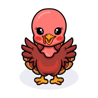 Tatlı bebek hindi çizgi filminin vektör çizimi el kaldırıyor.