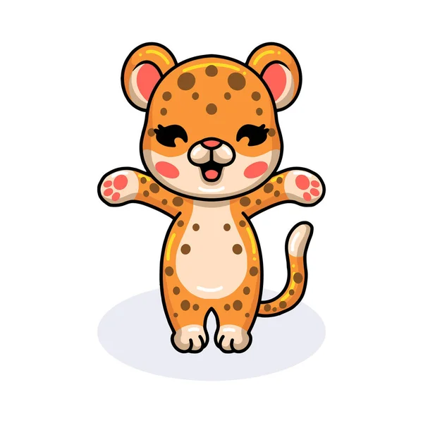 Vektor Illustration Von Niedlichen Baby Leoparden Cartoon Posiert — Stockvektor