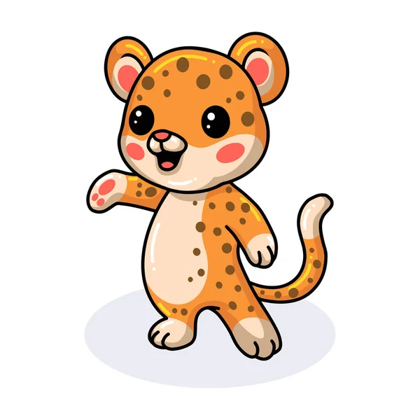 Vector Illustration Cute Baby Leopard Cartoon Posing — Stock Vector