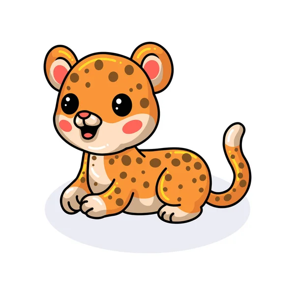 Vector Illustration Cute Baby Leopard Cartoon Lying — Stock Vector