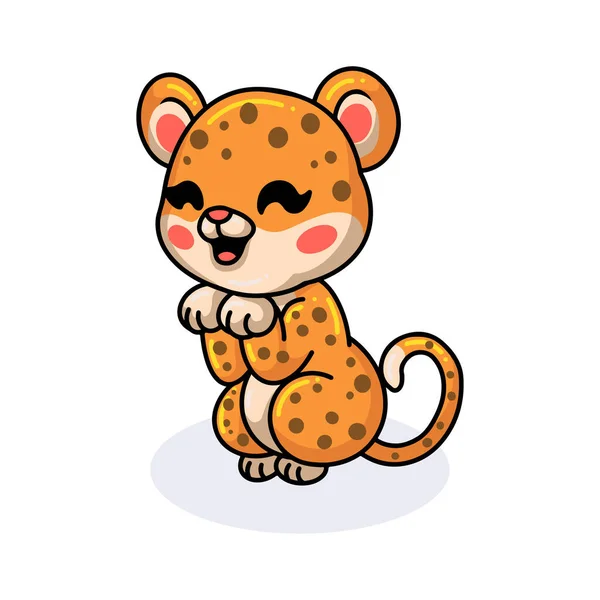 Vektor Illustration Von Niedlichen Baby Leoparden Cartoon Posiert — Stockvektor