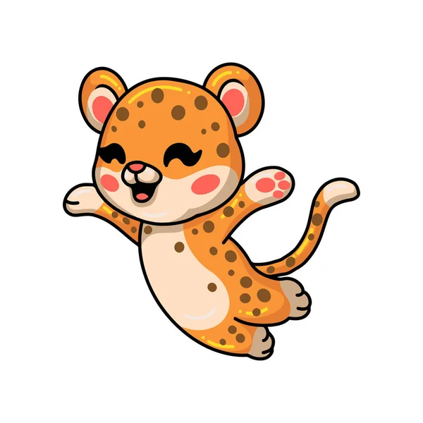 Vektor Illustration Von Cute Happy Baby Leopard Cartoon — Stockvektor