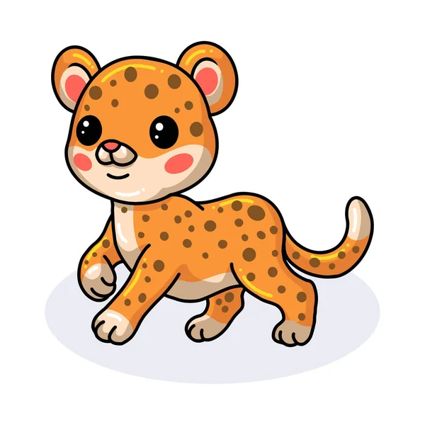 Vector Illustration Cute Happy Baby Leopard Cartoon — Stock Vector