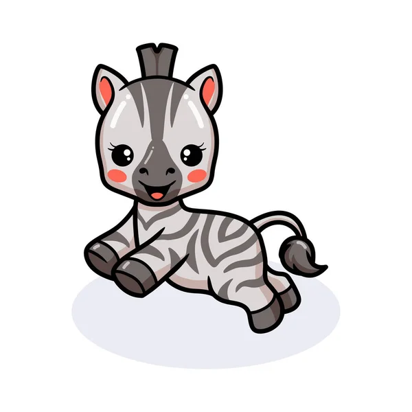 Vector Illustration Cute Baby Zebra Cartoon Jumping — Stock Vector