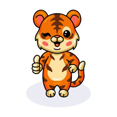 Sevimli bebek kaplan çizgi filmi başparmağı bırakıyor.