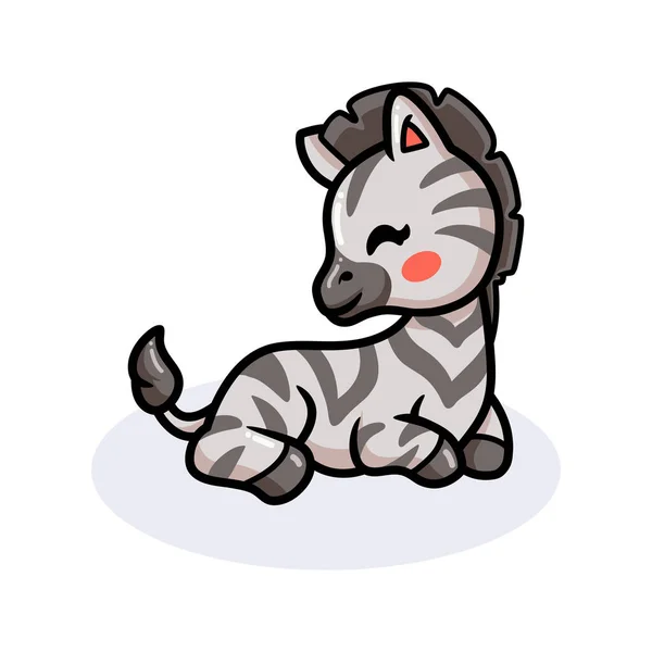 Carino Bambino Zebra Cartone Animato Sdraiato — Vettoriale Stock
