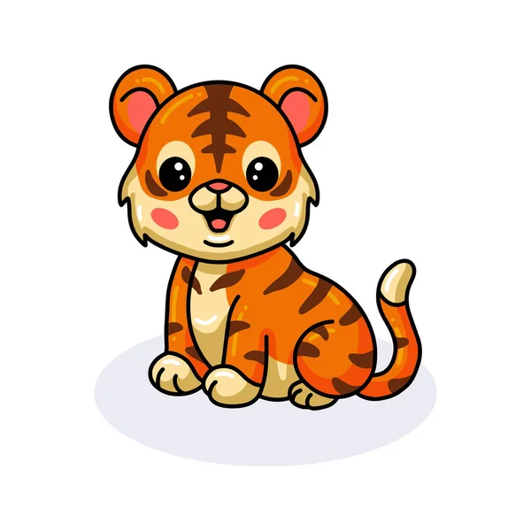 Mignon Bébé Tigre Dessin Animé Assis — Image vectorielle