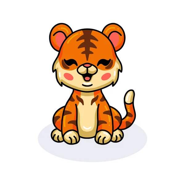 Schattige Baby Tijger Cartoon Zitten — Stockvector