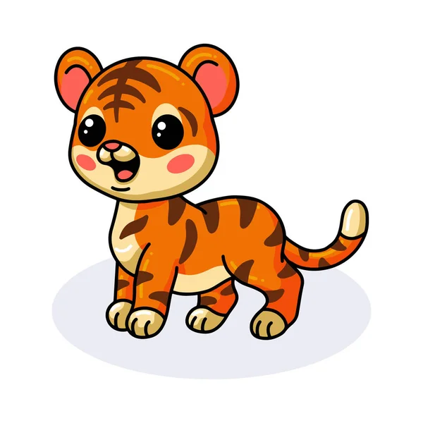 Illustration Vectorielle Bébé Tigre Heureux Mignon Dessin Animé — Image vectorielle