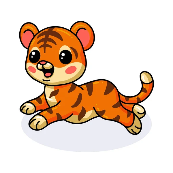 かわいい赤ちゃん虎の漫画ジャンプのベクトルイラスト — ストックベクタ