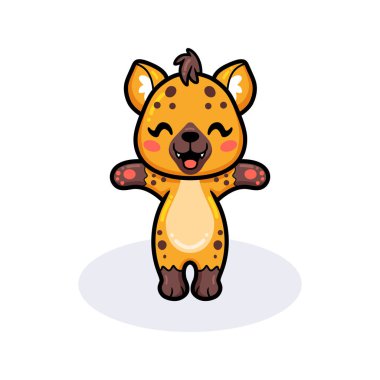 Şirin bebek sırtlan çizgi filminin vektör çizimi el kaldırıyor.