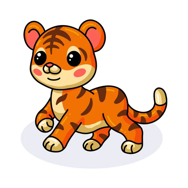 Illustration Vectorielle Bébé Tigre Heureux Mignon Dessin Animé — Image vectorielle