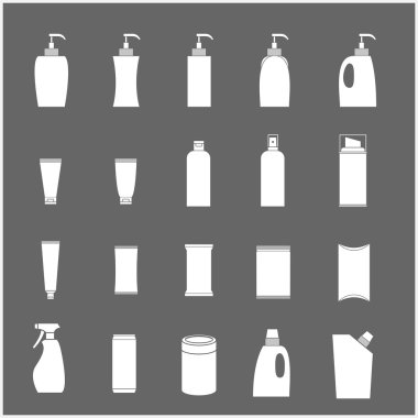 Birçok ürün paketleme ambalaj Icons set
