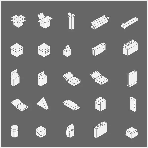 Icons set too many packaging design — Stock Vector