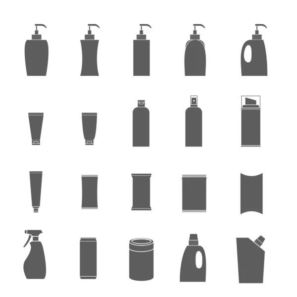Iconos de embalaje conjunto muchos productos de embalaje — Vector de stock