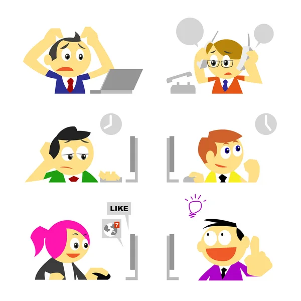 Mensen uit het bedrijfsleven en verschillende gedrag in office — Stockvector