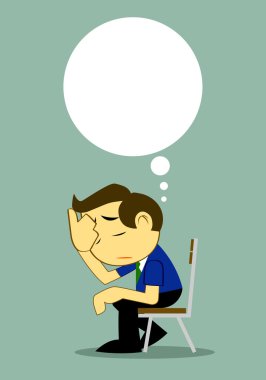 Vektör karikatür işadamı depresif yalnız bankta