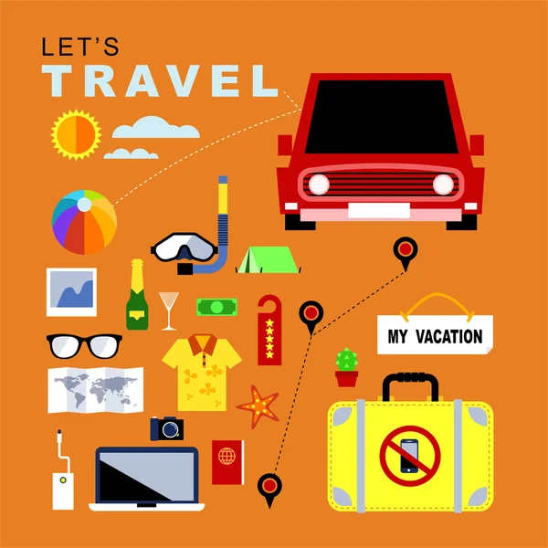 Conjunto de iconos planos vectoriales Infografías sobre viajes y vacaciones — Vector de stock