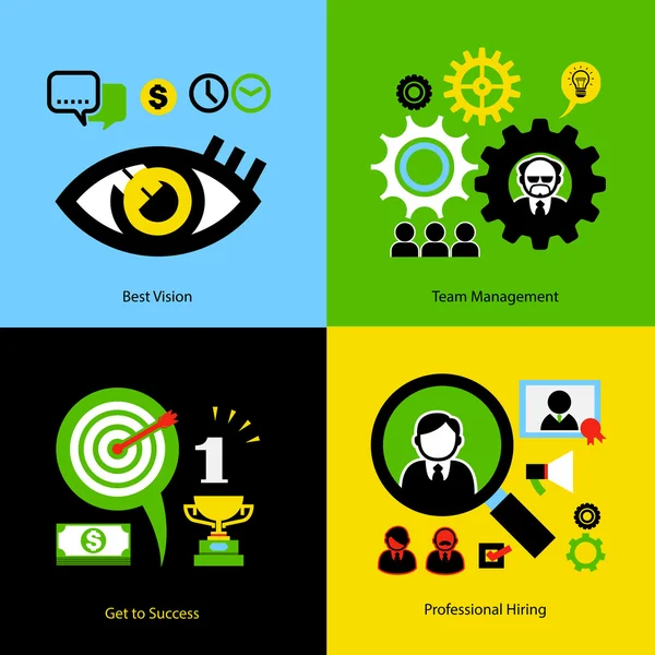 Platte Icons Set 4 concepten van Business. — Stockvector