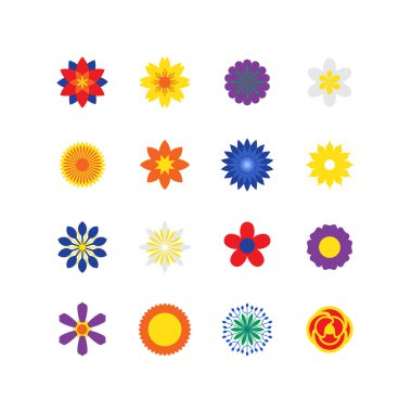 Vektör çiçek Icons Set için izole arka plan desen çalışmalarında.