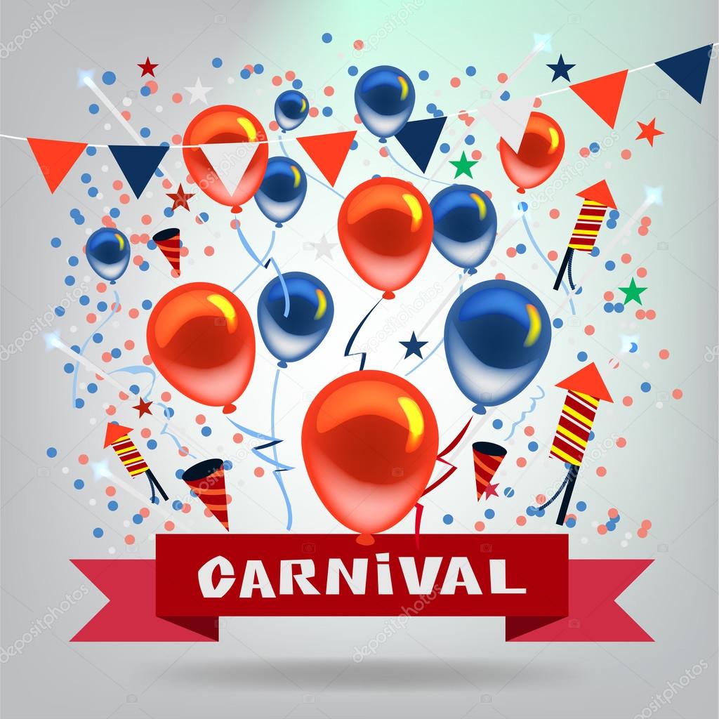 Vector Carnival and Objects in Celebration Festive Background.