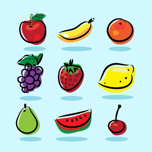 Vector 6 Kind of Fruits — Stock Vector