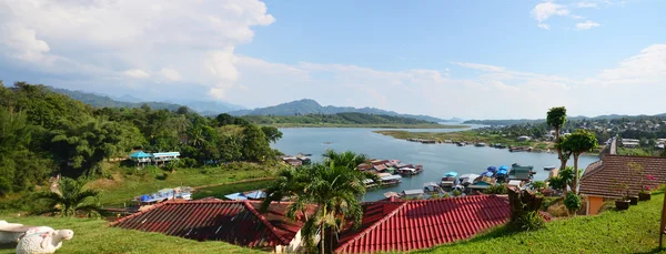 Panorama Samprasob River and Raft House — Stock Photo, Image