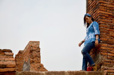 Taylandlı kadın portre Wat Mahathat, eski binasında