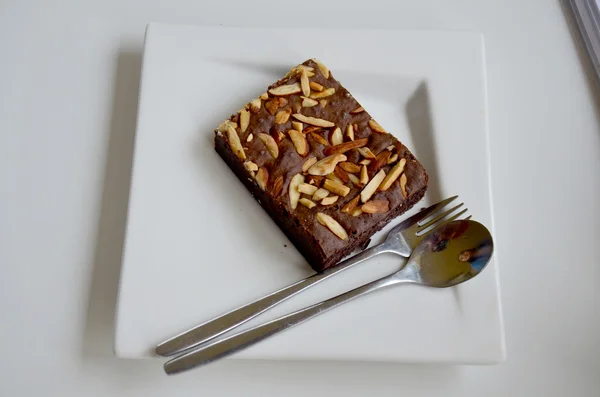 Ciasto Brownie na talerzu — Zdjęcie stockowe