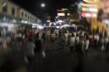 İnsanlar seyahat ve Khaosan Road yürüme bulanık hareket