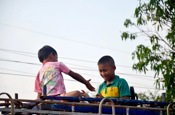 Children thai people playing game Rock Paper Scissors for it — Stock Photo, Image