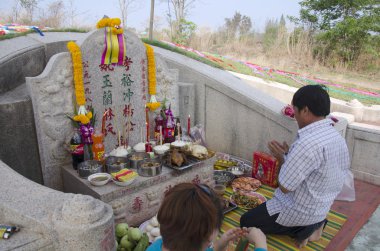 Benim aile dua ve kurban sunan gıda ve joss t kağıt