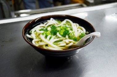 Kake udon erişte veya şehriye çorbası Japon tarzı 