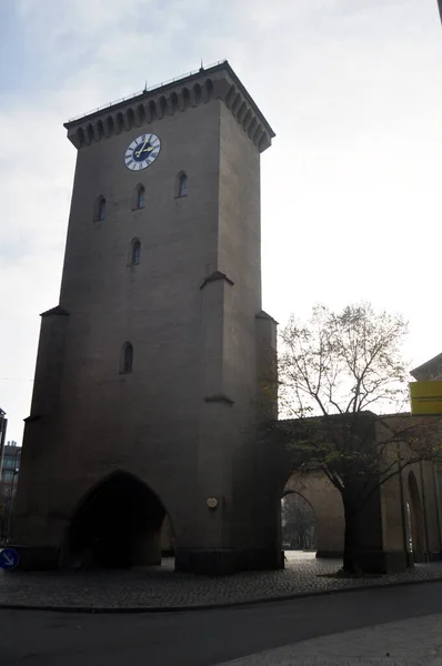 Sendlinger Tor Karlstor Fortificazione Isartor Isar Gate Vanno Alla Piazza — Foto Stock