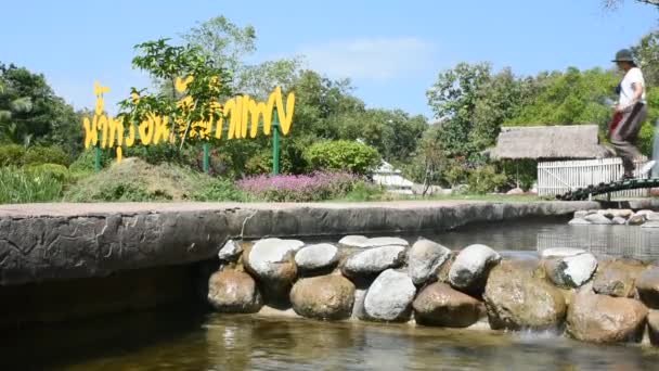 Thailänder Und Ausländische Reisende Die Fuß Reisen Besuchen Den Garten — Stockvideo