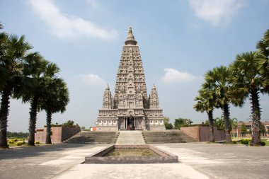 Chedi Phutthakhaya or Buddhakhaya stupa of Wat Panyanantaram or Panya Nantaram temple for thai people and foriegn travelers travel visit and respect praying at Khlong Luang in Pathum Thani, Thailand