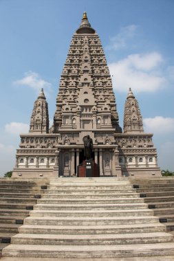 Chedi Phutthakhaya or Buddhakhaya stupa of Wat Panyanantaram or Panya Nantaram temple for thai people travel visit and respect praying at Khlong Luang city on March 13, 2021 in Pathum Thani, Thailand